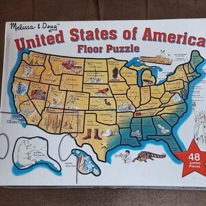 Melissa & Doug USA Map Floor Puzzle with Red and Blue Accents